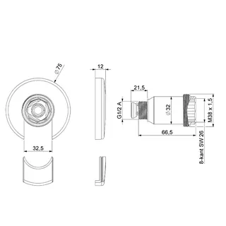 comfort-Mantelrohr DN 15 G1/2 Basislänge 26,5 mm mit Rosette chrom – Bild 2