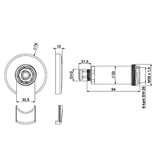 comfort-Mantelrohr DN 15 G1/2 Einbaulänge 56,5 mm mit Rosette chrom – Bild 2