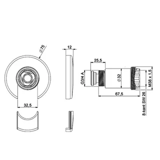 comfort-Mantelrohr DN 20 G3/4 Basislänge 26,5 mm mit Rosette chrom – Bild 2