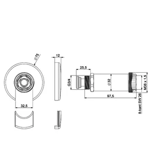 comfort-Mantelrohr DN 20 G3/4 Einbaulänge 56,5 mm mit Rosette chrom – Bild 2