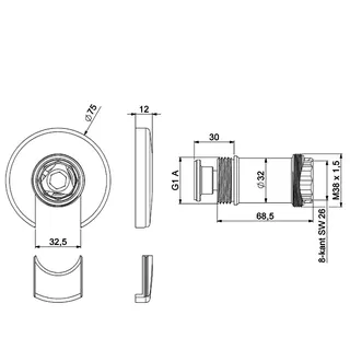comfort-Mantelrohr DN 25 G1 Basislänge 26,5 mm mit Rosette chrom – Bild 2