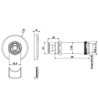comfort-Mantelrohr DN 25 G1 Einbaulänge 56,5 mm mit Rosette chrom – Bild 2