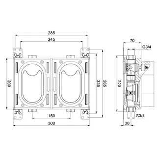 comfort-Montageblock TK-Duo DN 20 G3/4 IG aus Messing – Bild 2