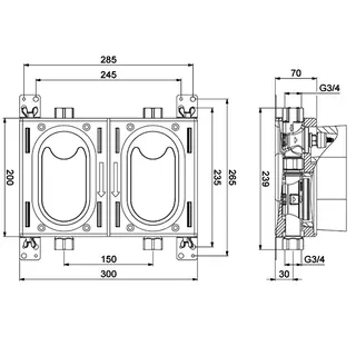 comfort-Montageblock TK-Duo DN 20 G3/4 IG aus Rotguss – Bild 2