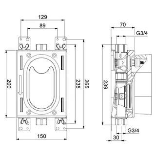comfort-Montageblock TK-Mono DN 20 G3/4 IG aus Rotguss – Bild 2