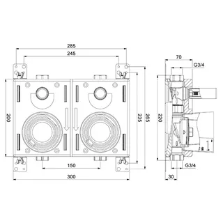 comfort-Montageblock Koax G2 Duo DN 20 G3/4 IG aus Messing – Bild 2