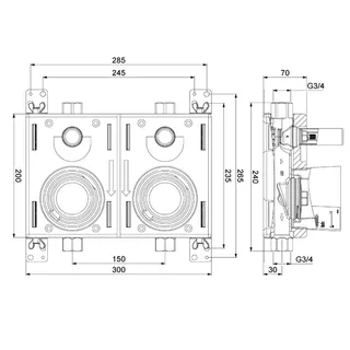 comfort-Montageblock Koax G2 Duo DN 20 G3/4 IG aus Rotguss – Bild 2