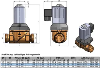 comfort-Magnetventil für Trinkwasser DN 20 mit AG DN 25 (1") aus Rotguss – Bild 2