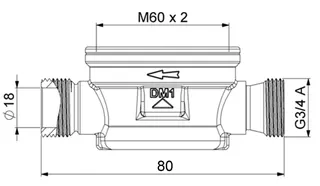 DM Vormontagegehäuse G3/4 AG x 80mm Messing, vernickelt – Bild 2