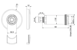 DM Mantelrohr G1/2 verlängert um 90mm inkl. Wandabdeckrosette – Bild 2