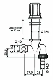 SCHELL Spültischventil COMFORT, RV Verstellbereich 1-50, 1/2"x10, chrom – Bild 2