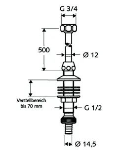 SCHELL Spülengarnitur Verstellbereich 1-70, 1/2"x12, chrom – Bild 2
