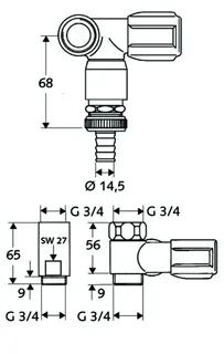 SCHELL NA-Ventil COMFORT, RV, RB für Wandbatterien, Anschl. rechts,3/4",chrom – Bild 3