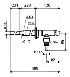 SCHELL Außenwandarm. POLAR II, RV, RB frostsicher, Komplettarmatur, mattchrom – Bild 2