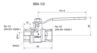 comfort-Kugelhahn Universal für Gas und Trinkwasser DN 15(1/2") Hebelgriff Ms/vc – Bild 2