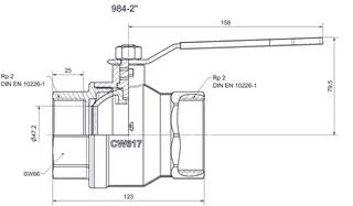 comfort-Kugelhahn Universal für Gas und Trinkwasser DN 50 (2") Hebelgriff Ms/vc – Bild 2
