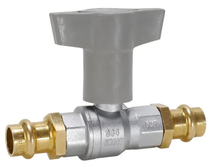 comfort-Kugelhahn für Trinkwasser Press- anschluss 28mm Iso-T-Griff Ms/vc