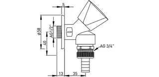 ASW GA-Ventil 1/2" schräg, mit Belüfter, RV und Schlauchv. Nr.421505 – Bild 2