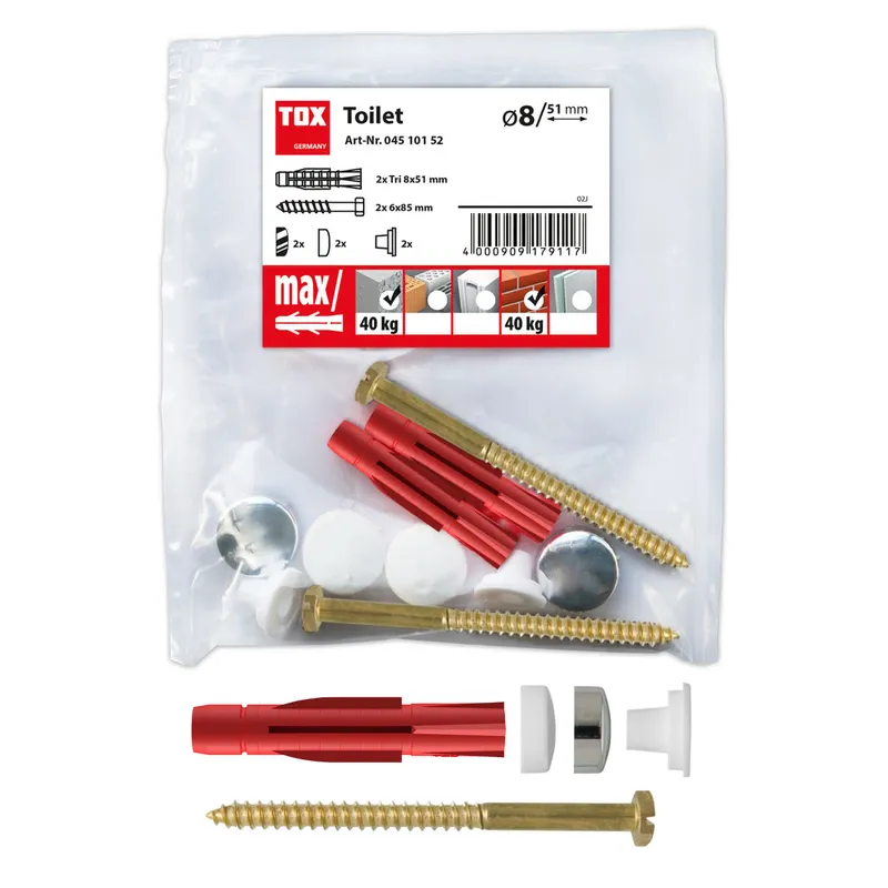 Tox WC-Befestigung Typ E 6x85mm Nr.04510152 chrom/weiß