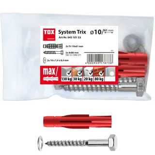 Tox Montagesatz Schraube M8x70 m.Dübel TRI 10/61 u.Unterlegscheibe Nr.04510153 – Bild 3