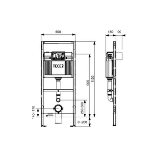 TECEprofil WC-Modul für Kinder Stand-WC Betätigung von vorne, BH 1120 mm – Bild 2