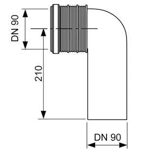TECE Ersatzteil WC-Ablaufbogen DN 90 für Trockenbaumodule, PP – Bild 2