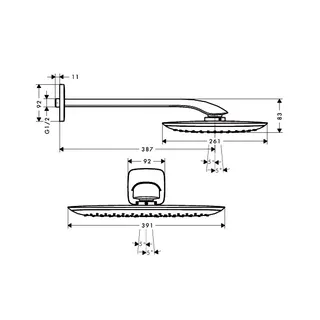 Hansgrohe PuraVida Kopfbrause 400mm mit Brausearm 387mm – Bild 2