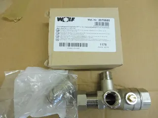 Wolf Durchgangswartungshahn 3/4" für Sicherheitsventil 1/2", m. KFE-Hahn