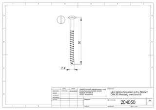 Liko-Holzschrauben 4.0 x 50 mm DIN 95 Messing verchromt VE = 200 Stück – Bild 2