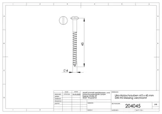Liko-Holzschrauben 4.0 x 45 mm DIN 95 Messing verchromt VE = 200 Stück – Bild 2