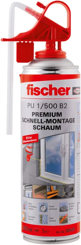 Fischer 1K-PU-Schnellmontageschaum PU 1/500, 500 ml, Nr.50426