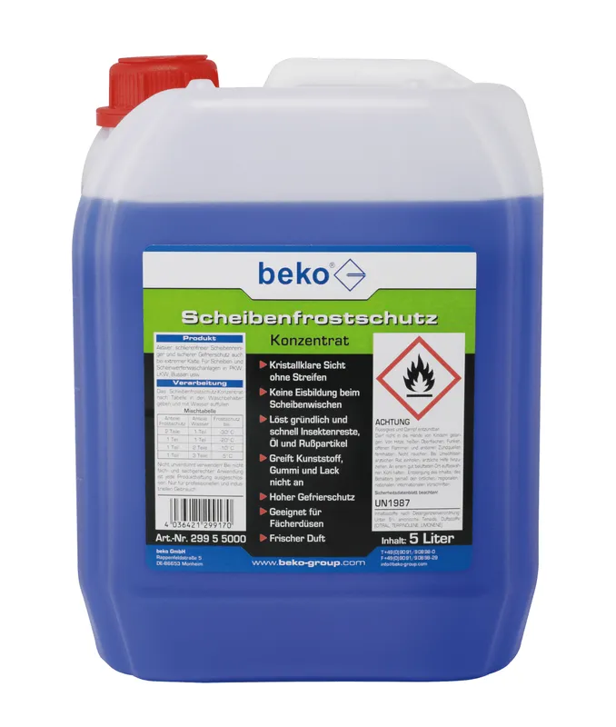 Beko Scheibenfrostschutzkonzentrat 5 ltr., bis -70 Grad C, Nr.29955000
