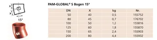 SML-Bogen DN 70, 15 Grad