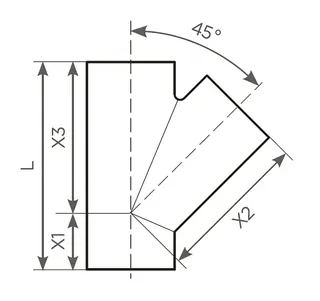 SML-Abzweige Abgang DN 100 x 80, 45 Grad – Bild 2