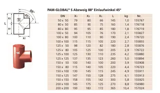 SML-Abzweige Abgang DN 70 x 50, 88 Grad