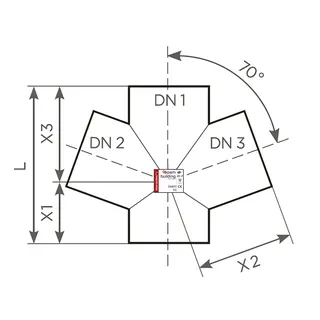 SML-Doppelabzweige DN 100 x 100 x 100, 70 Grad – Bild 2