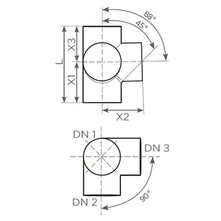 SML-Eckabzweige DN 125 x 100 x 100, 88 Grad – Bild 2