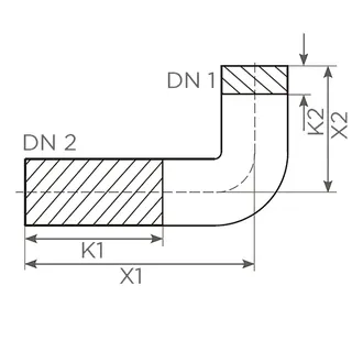 SML-Objekt-Anschlussbogen DN 50 x 50, muffenlos, lang