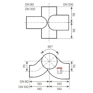 SML-Kombinations-Abzweige DN 100 x 100 x 100, 90 Grad – Bild 2