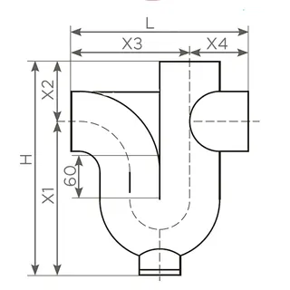 SML-Geruchverschluss DN 80, vertikal-horizontal