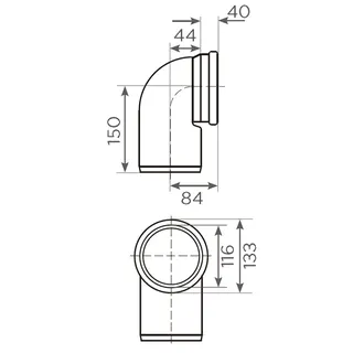 SML-WC-Bogen, 90 Grad, mit Muffe 110mm und Gummichtung – Bild 2