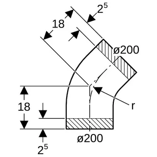 Geberit PE-Bogen 45' mit großem Radius geschweißt 370.045.16.1 200mm – Bild 4