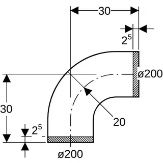 Geberit PE-Bogen 90' mit großem Radius geschweißt 370.055.16.1 200mm – Bild 4