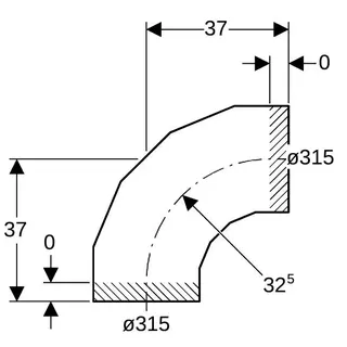 Geberit PE-Bogen 90' mit großem Radius geschweißt 372.055.16.1 315mm – Bild 4