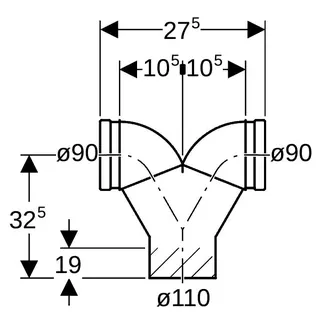 Geberit PE-Wandklosett-Doppelbogen 367.923.16, DN 100/80/80, 110/90/90 mm – Bild 4