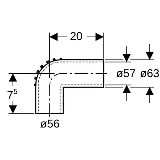 Geberit db20 Anschlußbogen 90 Grad DN 50/63 (d = 56/63) 305.906.14.1 – Bild 4