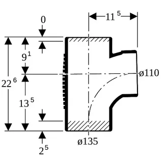 Geberit db20 Abzweig 88,5 Grad DN 125/100 (d = 135/110) 312.109.14.1 – Bild 4
