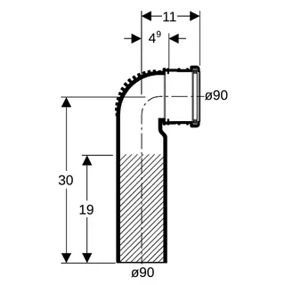 Geberit db20 Anschlußbogen 90 Grad verlängert, DN 90/90 (d = 90/90) 308.883 – Bild 4