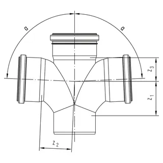 RAUPIANO PLUS Doppelabzweig DN 90/90/90, 87 Grad, max flow – Bild 2