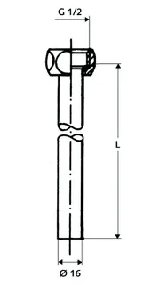 SCHELL Kupferrohr-Garnitur d:16mm 500mm chrom 1/2" ÜM f.Elektrospeicher, 2er-Set – Bild 3